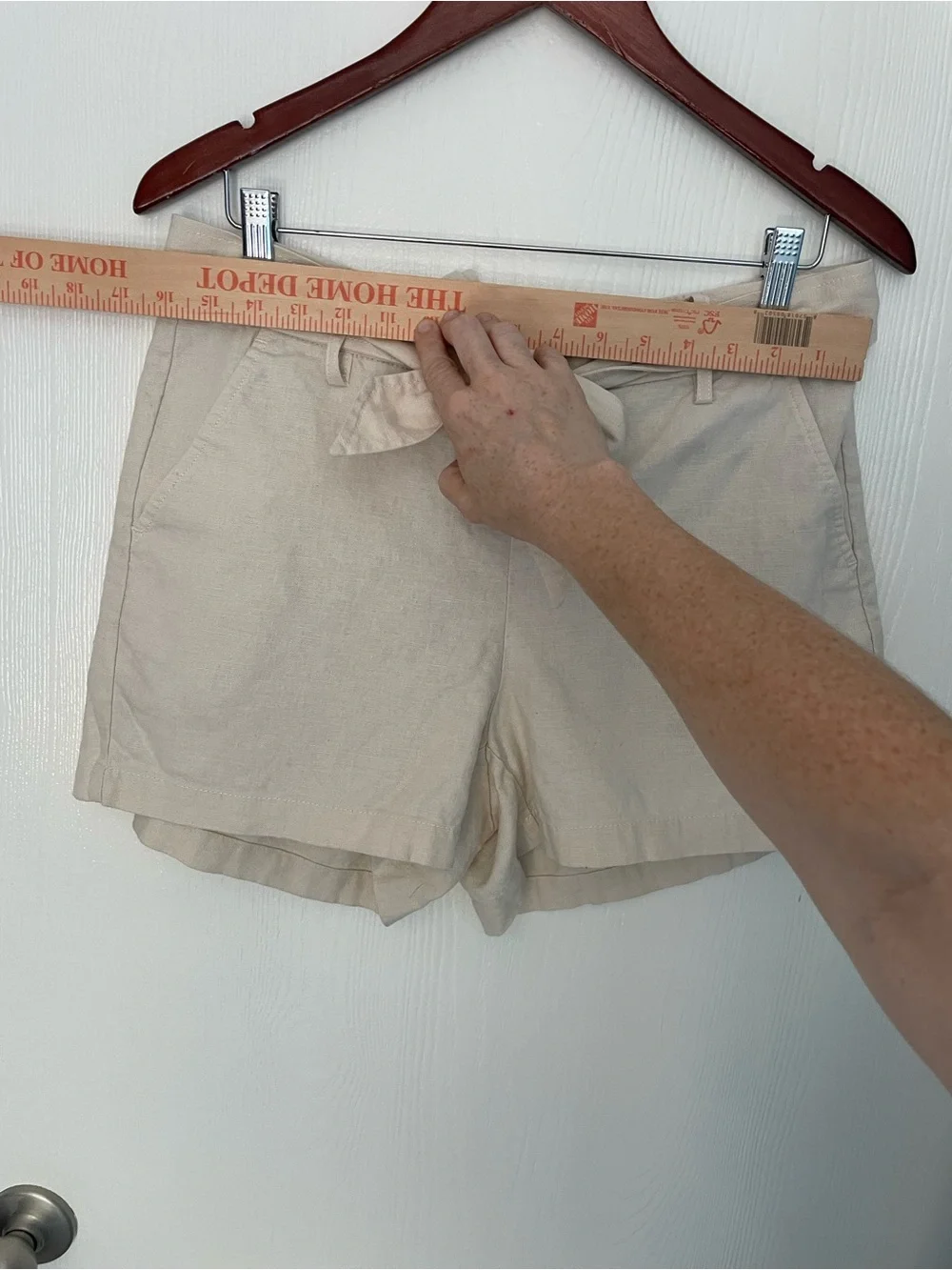 J.Crew Linen Cotton Tie Waist Shorts Natural Beige Size 10